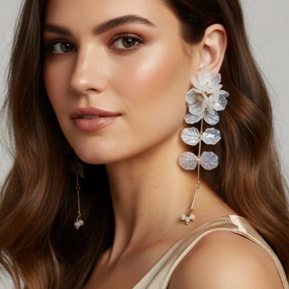 NEW Camila Coelho Iridescent Floral Drop Earrings Statement Glam Fairy